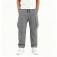 thumbnail image 6 of Boys Cargo Pants Zeophrasy Children's Solid Color Loose Casual Fashionable Elastic Waist Casual Sports Workwear Pants Kids, 6 of 8