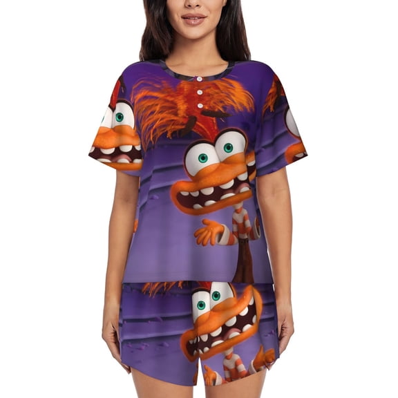 Saiise inside out 2 Pajamas Sets for Women Soft Short-Sleeved Pjs with Lounge Shorts Two Piece Sleepwear S-4XL