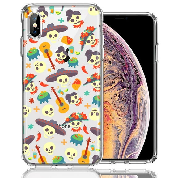 MUNDAZE For Apple iPhone XS Max Day of the Dead Design Double Layer Phone Case Cover