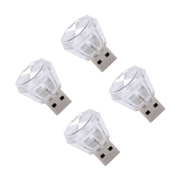 Speravity 4 piezas Mini USB Car Ambient Plug Play Light Iluminación interior Sin cables Atmósferas Luz Accesorios para automóviles Type3 NO3