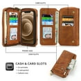 thumbnail image 6 of Mantto Zipper Bag Crossbody Wallet Case for iPhone 14 Pro Max 6.7 (2022) with 13 Card Slots Holder + 2 Cash Pockets + Shoulder Strap + Wrist Strap  Purse PU Leather Impact Resistant Hard Cover, Brown, 6 of 14