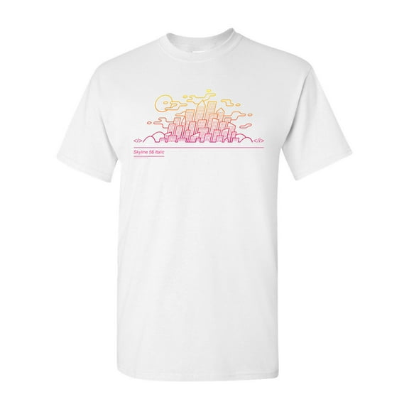 Italic Skyline City Building Artworks Art Funny DT Adult T-Shirt Tee