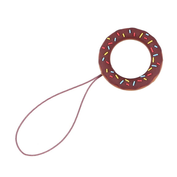 HEMOTON Creative Lovely Phone Strap with Anti-Lost Doughnut Finger Ring Brown Silicone for Hanging Use Fits