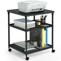 Costway 3-Tier Black Rolling Printer Stand Costway 3-Tier Black Rolling Printer Stand, Black