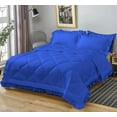 thumbnail image 2 of DNG Creations 5 Piece Ruffle Diamond Comforter All Season 550 GSM Oversized Queen Size - 800 Threads Count, 100% Egyptian Cotton Solid Royal Blue Colour, 2 of 6