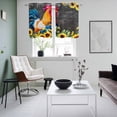 thumbnail image 5 of 2 Panels Kitchen Tier Curtains 39 Inch Length, Farmhouse Rooster Grommets Window Treatment Curtain, Black Retro Botanical Sunflower Floral Thermal Curtains Drapes for Living Room/Bathroom, 5 of 9