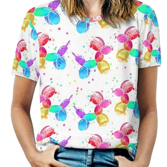 Oversize Balloon Dogs T Shirts Colorful Animal Simple T Shirt Short Sleeve Women Harajuku Tshirt Summer Design Top Tees