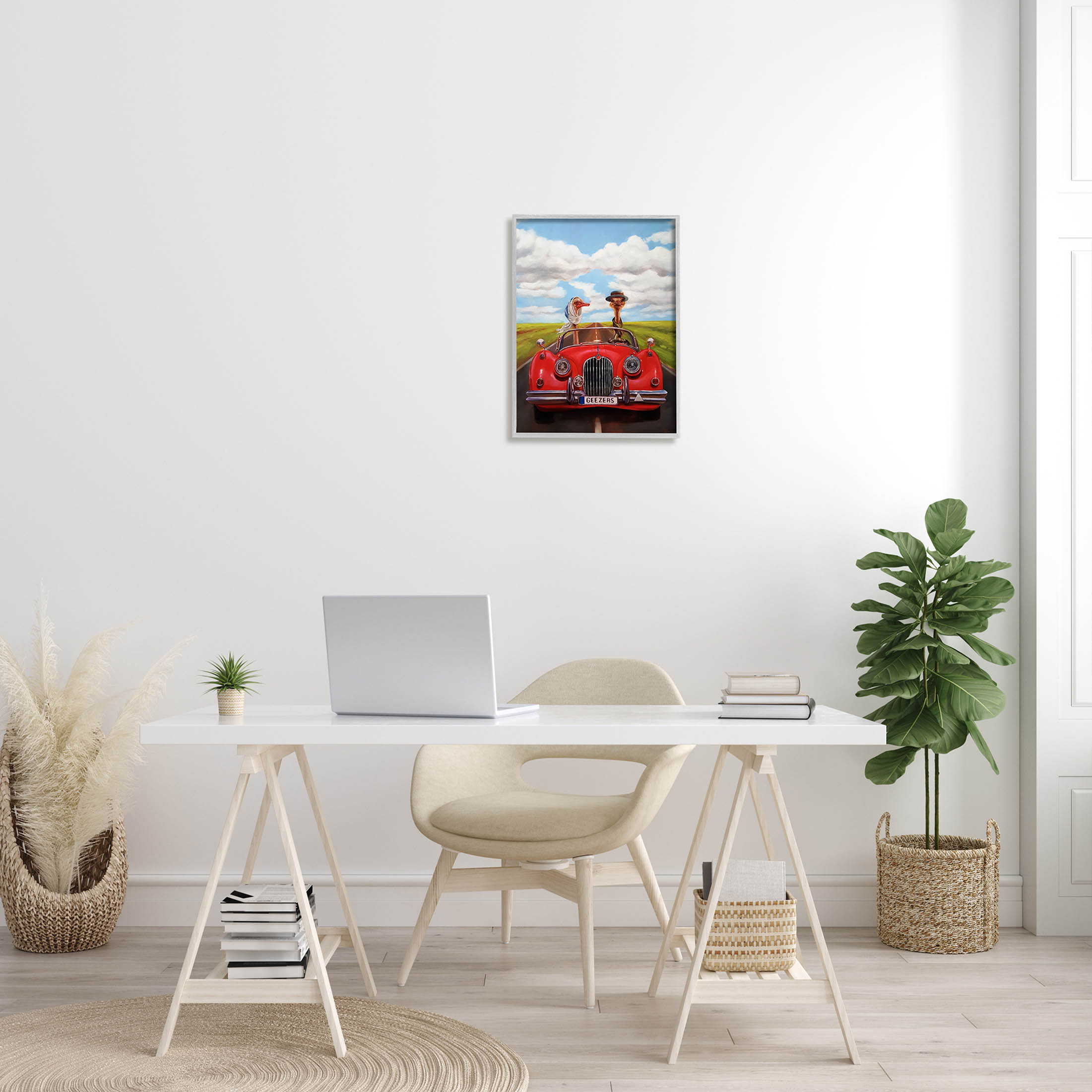Stupell Industries Ostrich Couple Geezers Convertible Painting Gray Framed Art Print Wall Art, Design by Lucia Heffernan