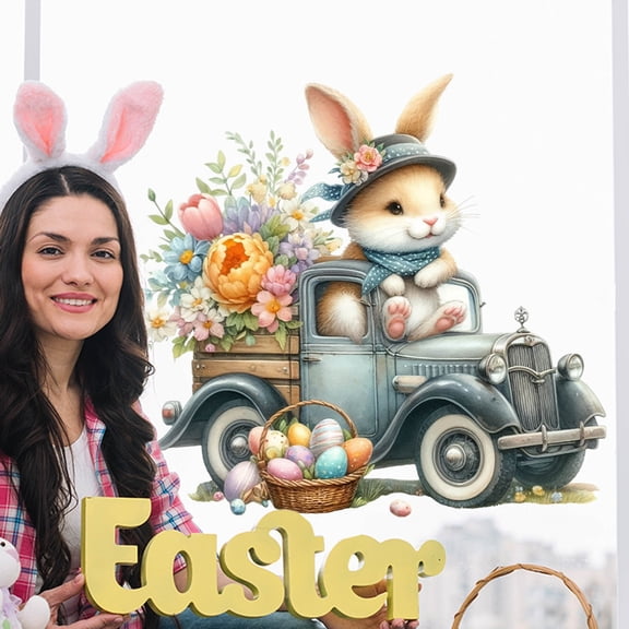 Mgcok Easter Stickers For Window Door Stickers Easter Decorations Bunny Stickers With Eggs Decals For Easter Easter Window Clings Decorations For Home Office Classroo