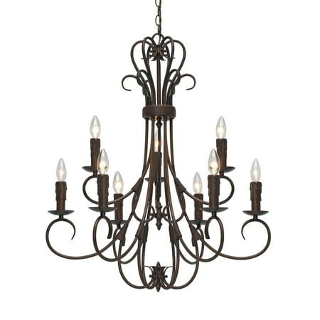 

Golden Lighting Homestead 2 Tier - 9 Light Candelabra Chandelier