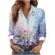 thumbnail image 1 of Camisa Impresa de Manga Larga Casual de las Mujeres con Cuello en V, Blusa con Botones para Uso Diario Y Estilo Callejero, 1 of 6