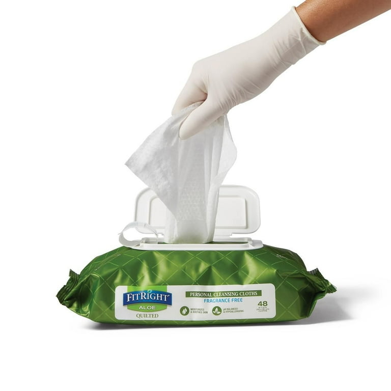 FitRight Select Premium Personal Cleansing Wipes, 8 x 12, Fragrance-Free, White, 48/Pack FitRight Select Premium Personal Cleansing Wipes, 8 x 12, Fragrance-Free, White, 48/Pack