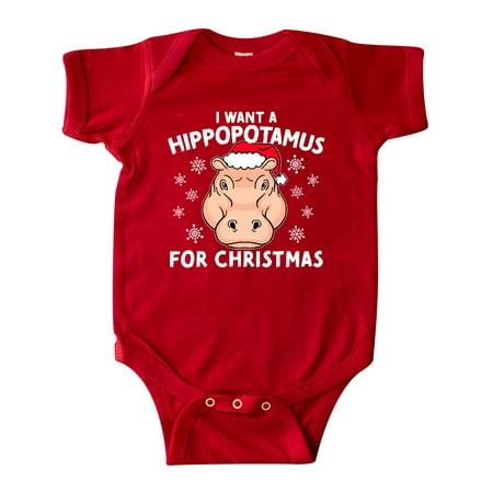 

Inktastic I Want a Hippopotamus for Christmas in Santa Hat Gift Baby Boy or Baby Girl Bodysuit