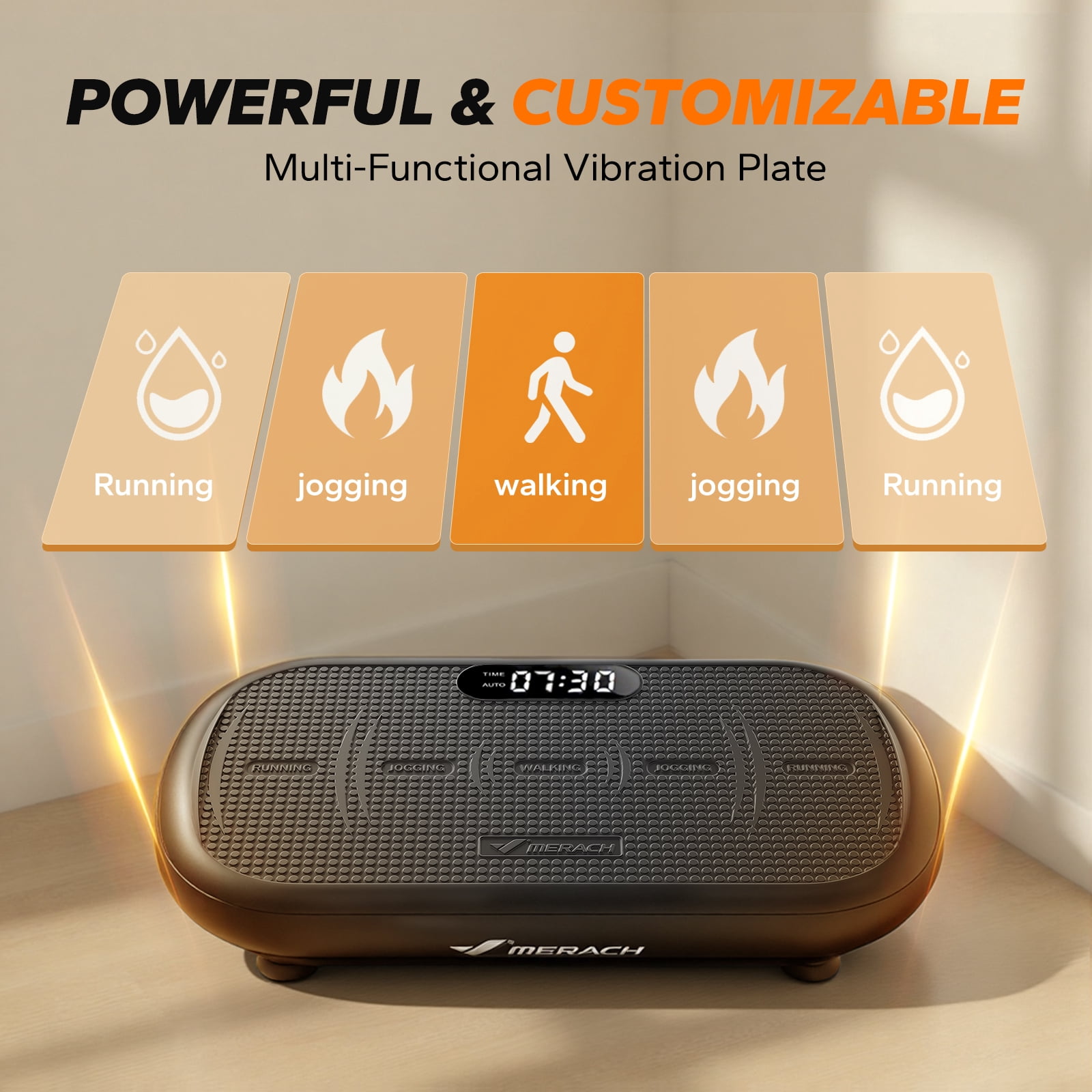 MERACH Vibrating Board - 440 lbs Support, Enhanced Motor, Bluetooth Sync, Full Body Fatburning, Home Gym Equipment