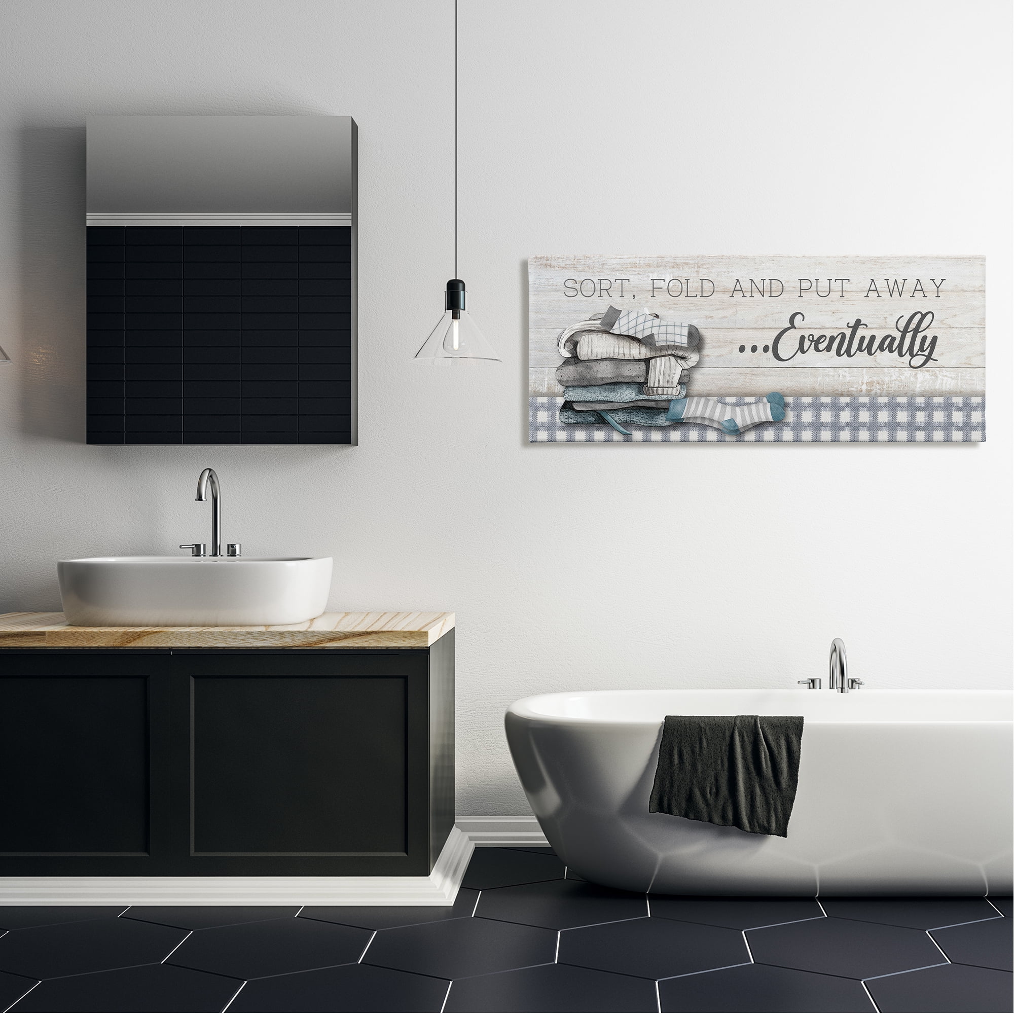 Stupell Industries Laundry Put Away Eventually Typography Painting Gallery Wrapped Canvas Art Print Wall Art, 48 x 20