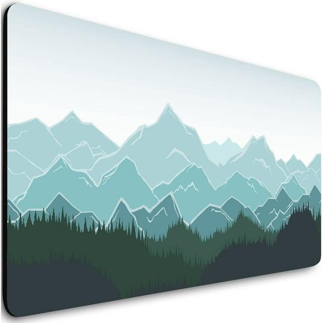 Extended Gaming Mouse Pad (31.5x11.8 in), Large Non-Slip Rubber Base Mousepad,Waterproof Keyboard Mouse Mat Desk Pad for Work, Game, Office, Home - Mountains and Forest Pattern Watercolor