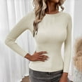 thumbnail image 2 of MESSUEN Crew Neck Sweater for Women Ribbed Long Sleeve Tops for Women Fall Sweaters for Women Summer Tops Women Tops Casual Summer Tank Tops for Women Womens Summer Tops Beige L, 2 of 3