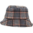 thumbnail image 6 of CoCopeaunts Bucket Hats for Men Winter Warm Vintage Plaid Fisherman Hats Flat Unisex Lattice Wool Basin Hat Soft Foldable, 6 of 8