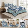 thumbnail image 6 of Queen Quilt Set 90''x96'', Blue Boho Lightweight Bedspread Coverlet Set with 2 Pillow Shams, Farmhouse Bohemian Medallion Oriental Flower Breathable All Season Quilt Bedding for Bedroom/Guest Room, 6 of 9