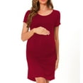 thumbnail image 2 of Bearsland Women's Summer Short Sleeve Maternity Dress Side Ruched Mama Pregnancy Bodycon Dress(S-XXXL), 2 of 6