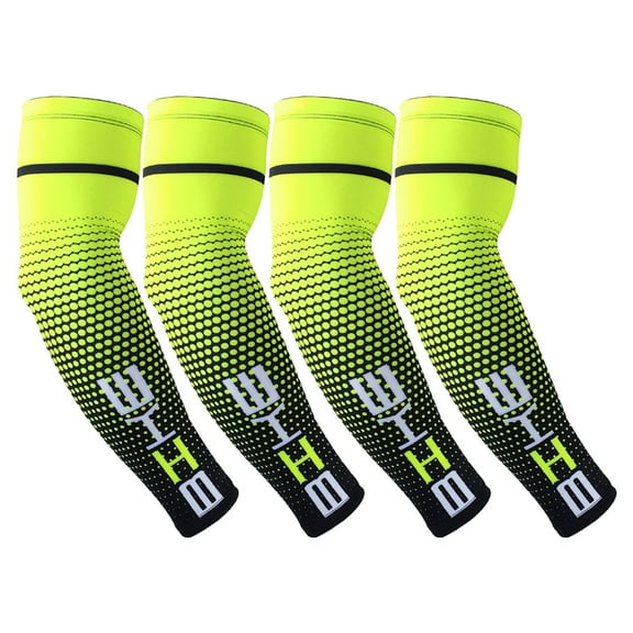 2 pairs of green sports sleeve, light and breathable outdoor bicycle arm sleeve, men and women mountaineering, fishing, sunscreen, ice silk arm sleeve