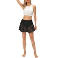 thumbnail image 6 of Gustave Women's Lace Crochet Swim Skirt Swimsuit Skorts Bikini Bottoms Beach Elastic Waist A-Line Short Skirt Swimdress with Brief "Black, M", 6 of 9