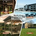 thumbnail image 2 of Wooden Carport Garage Outdoor Gazebo Wooden Pergola for Backyard, Coffee with Metal Roof & Bulbs & Bar Counters   13' x 6.5', 2 of 13