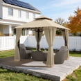 thumbnail image 3 of LazySunsets 8'x 8' Patio Gazebo Double Roof Protection All-Weather Outdoor Shelter Features Insect Screens for Backyard, Lawn, (Beige), 3 of 9
