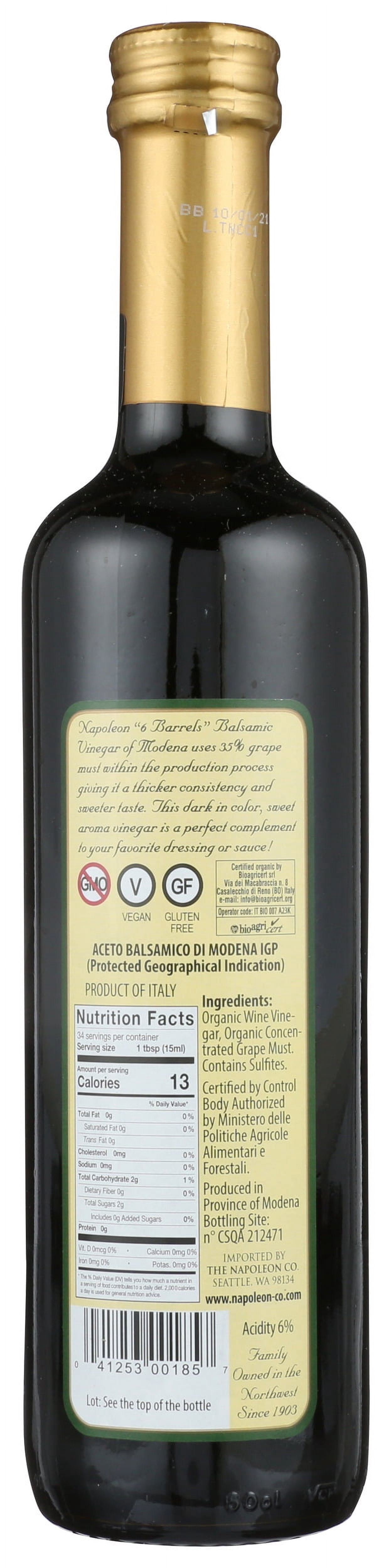 Pack of 6, Napoleon Organic Balsamic Vinegar, 16.9 fl oz