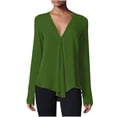 thumbnail image 2 of Agkizg Womens Fall Clothing Plus Size Womens Tops Long Sleeve Blouses Solid Color Loose Fitting V Neck Shirts Business Casual Tops for Fall Winter Layer Wear L, 2 of 5