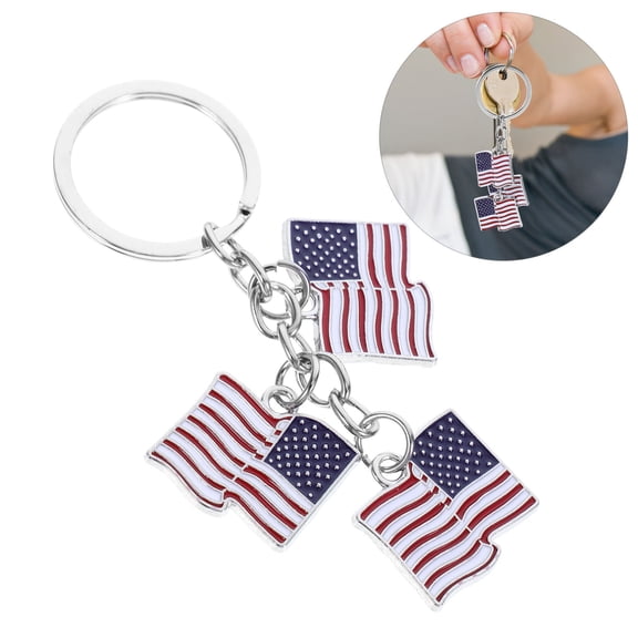 WHAMVOX Us Flag Keychain Patriotic Key Chain Metal Key Ring Decorative Keychain Bag Pendant For Car Keys Backpacks