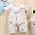thumbnail image 2 of Zwiiyzr Baby Boy Girl Onesie Short Sleeve Button Rompers Infant Cotton Comfy Summer Jumpsuit Khaki, 2 of 3