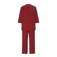 thumbnail image 5 of UVEASISHA 2 Piece Lounge Sets for Women Plus Size Linen Loungewear Sets 3/4 Sleeve Tops and Wide Leg Pants Matching Set Watermelon Red M, 5 of 8