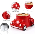 thumbnail image 3 of Beetle Shaped Coffee Mug, Cerámica Hecha a Mano para Fanáticos de Autos, Taza de Té Única para Oficina/Hogar, Regalo Original para Hombres/Mujeres (Rojo), 3 of 4