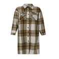 thumbnail image 1 of Women Plaid Windbreaker Coat Button-down Long Sleeve Lapel Jacket With Pockets Fall Spring Outwear, 1 of 6