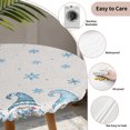 thumbnail image 3 of Blue Gnomes Christmas Round Tablecloth for 55-60 Inch Tables,Fitted Table Cover with Elastic Edge,Blue Winter Snowflake Xmas Tree Rustic Waterproof Outdoor Table Cloth Protector for Patio Dinner, 3 of 9