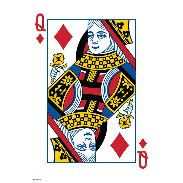 Queen of Diamonds Playing Card Art Poker Room Game Room Casino Gaming ...