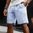 thumbnail image 2 of Mens Striped Casual Shorts Summer Beach Elastic Waist Drawstring Shorts with Pockets Mens Athletic Gym Shorts Daily Wear Walking Summer Outfit Blue S, 2 of 7