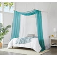 thumbnail image 6 of WARM HOME DESIGNS Set of 2 White & Teal Canopy Bed Curtains in 55 x 360 Inch Size. BE White & Teal 360, 6 of 7