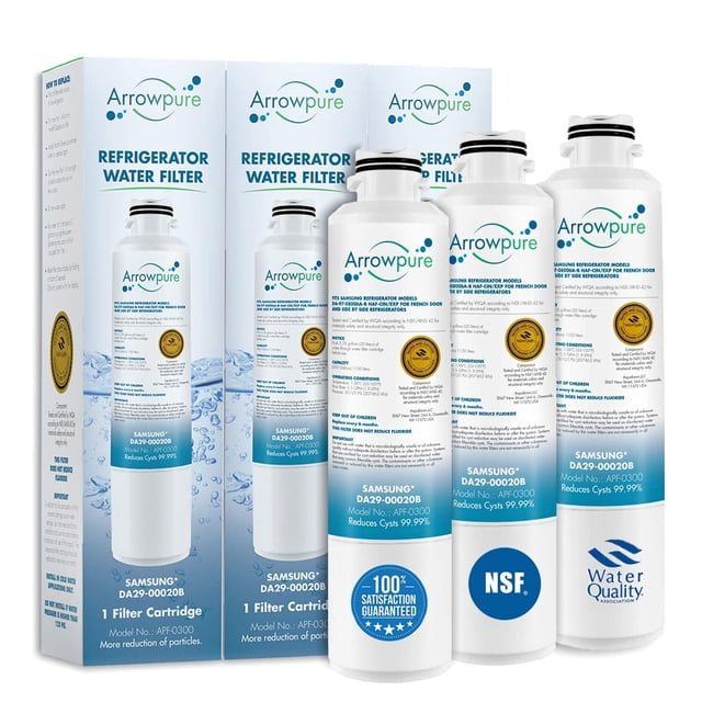 Arrowpure Refrigerator Water Filter Replacement Compatible with Samsung DA29-00020B, DA29-00020A, HAF-CIN/EXP, PL-200, HDX FMS-2, Fridge Water Filter Fits RF4287HARS, RF28HMEDBSR, RF263