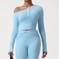 thumbnail image 4 of Uootdi Women's Long Sleeve Shirts Casual Button Scoop Neck Tops Slim Gift Fit Rib Knit Basic Solid Color Tee Fall Clothes, 4 of 8