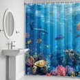 thumbnail image 6 of Ocean World Bathroom Shower Curtain, Sea Turtle Coral Starfish Fish Shark Fantasy Waterproof Washable Soft Bath Curtain for Bathtub Decor with 12 Hooks&Grommet, 36x78 Inch, 6 of 9