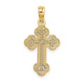 thumbnail image 3 of 14K Yellow Gold Lacey Center Design Budded Cross Pendant, 3 of 3