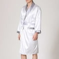 thumbnail image 5 of purcolt Men's Satin Robe Lightweight Long Sleeve Knee Length Spa Shower Robe Silky Kimono Bathrobe Sleepwear Loungewear with Pockets, 5 of 6