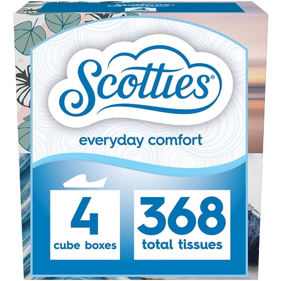 Scotties Everyday Comfort Facial Tissues, 92 Tissues per Box, 4 Pack, 92 Count (Pack of 4)