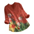 thumbnail image 1 of CHOK Hauts pour Femmes Liquidation Mode Été Décontractée Ample Lin Manches Longues Col Rond Blouse en Solde, 1 of 4