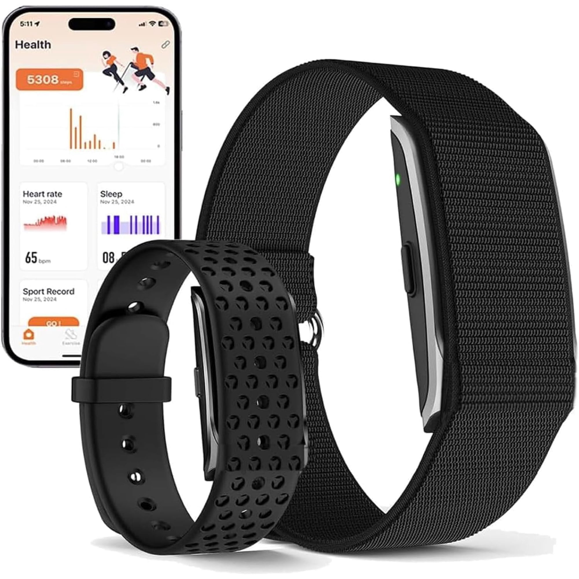 Beixiya Health Smart Bracelet, Activity Fitness Tracker with SpO2 Heart Rate Blood Pressure Sleep Stress Monitor, 120 Sport Modes, IP68 Waterproof, Free No‑Subscription App for iOS Android