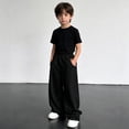 thumbnail image 6 of WERYOUNG Boys Casual Pants Elastic Waist Solid Color Wide Leg Sweatpants Toddlers Kids Lightweight Back To School Pants 4-5 Years, 6 of 7