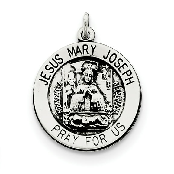 Sterling Silver Antiqued Holy Family Medal