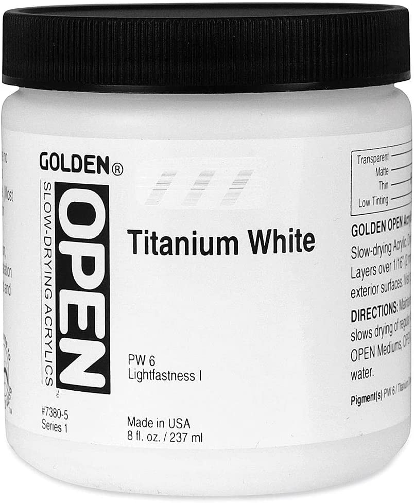 Golden Open Acrylic Paint, 8 oz, Titanium White